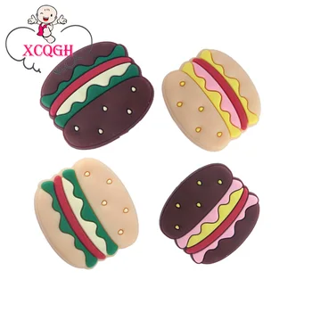

XCQGH 3pcs Baby Food Grade Silicone Hamburger Silicone Teether Beads DIY Teething Pacifier Products