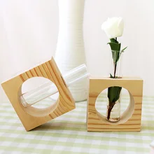 Элегантный цветочный горшок трубка гидропонное стекло завод Цветочный контейнер деревянная подставка креативная ваза украшение дома ремесло
