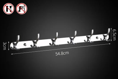 Крючок-вешалка настенный для ванной комнаты из нержавеющей стали, прочная паста, полки для шляп, вешалка для полотенец для душа, дверные вешалки для спальни - Цвет: 6 hooks