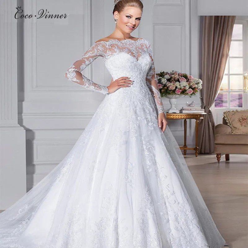 long sleeve net wedding dresses