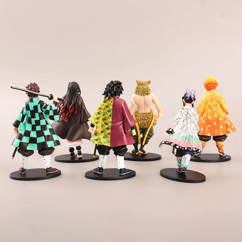6 PCS SET Demon Slayer Kisatsutai Action Figures Cute Dolls For Desk Window Decorated Anime Toy