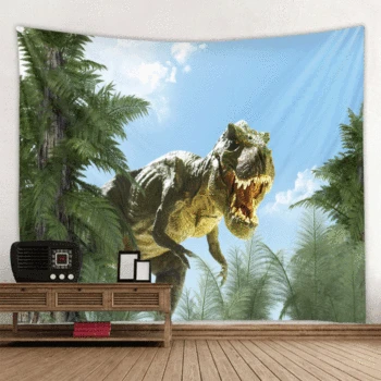 

Dinosaur Tapestry Wall Hanging Animals Roaring T-Rex In The Jungle Beach Towel Blanket Dinosaur Home Decor Table Cloth Yoga