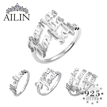 

AILIN 925 Sterling Silver Custom Name Ring Personalized Wedding Ring Women Customize Jewelry Gifts For Girlfriends Couple
