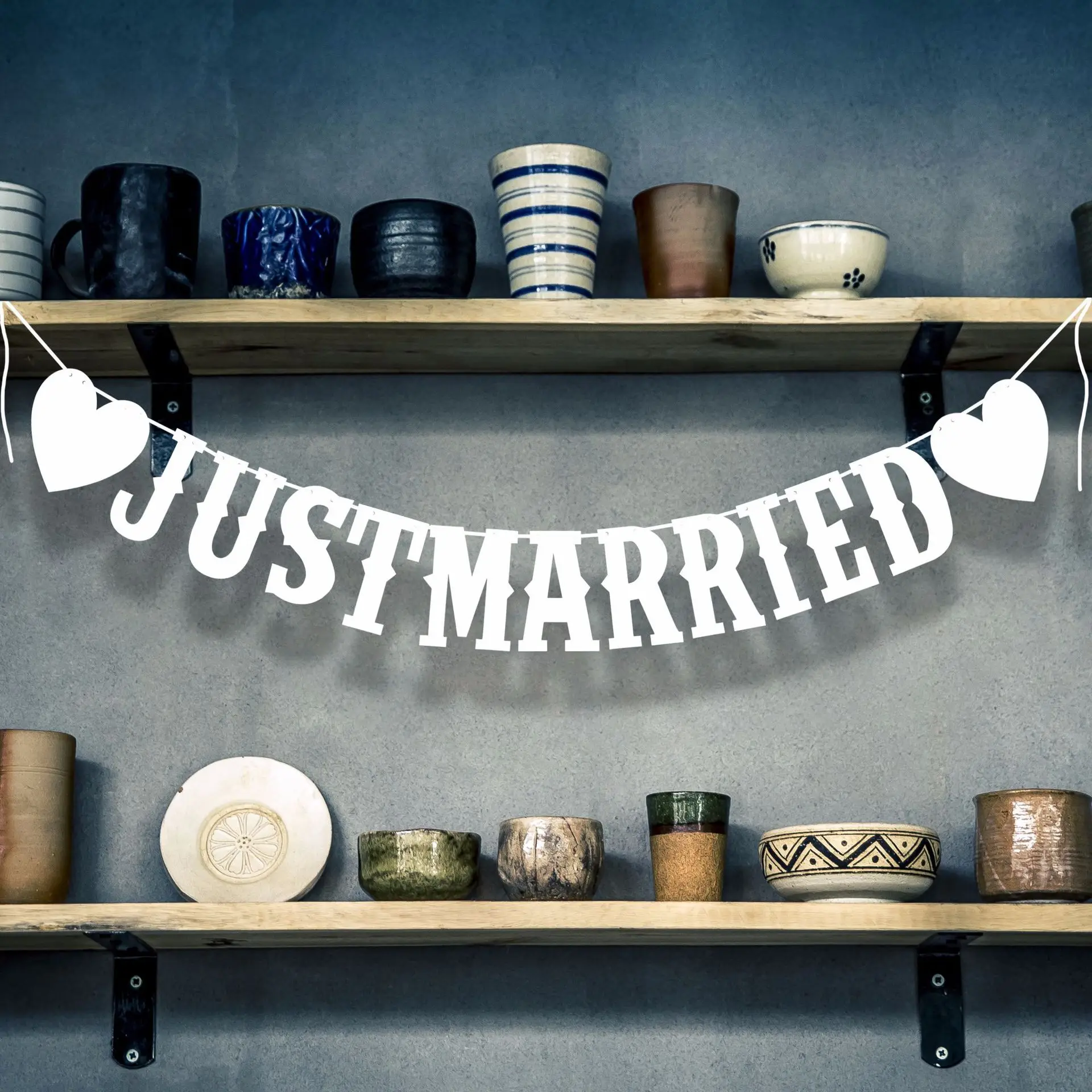 Баннер LQDT Just Married флаг винтажная Свадебная гирлянда реквизит для фотобудки