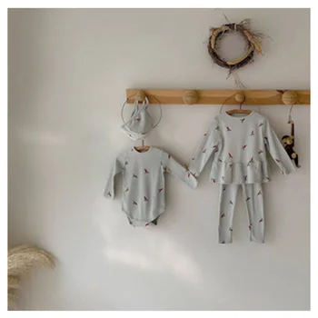 

Spring Autumn New Baby Clothing Sets Cartoon Print Long Sleeve Tops Solid Flexible Pants 2 Pieces Boys Set Cotton Boys Outerwear