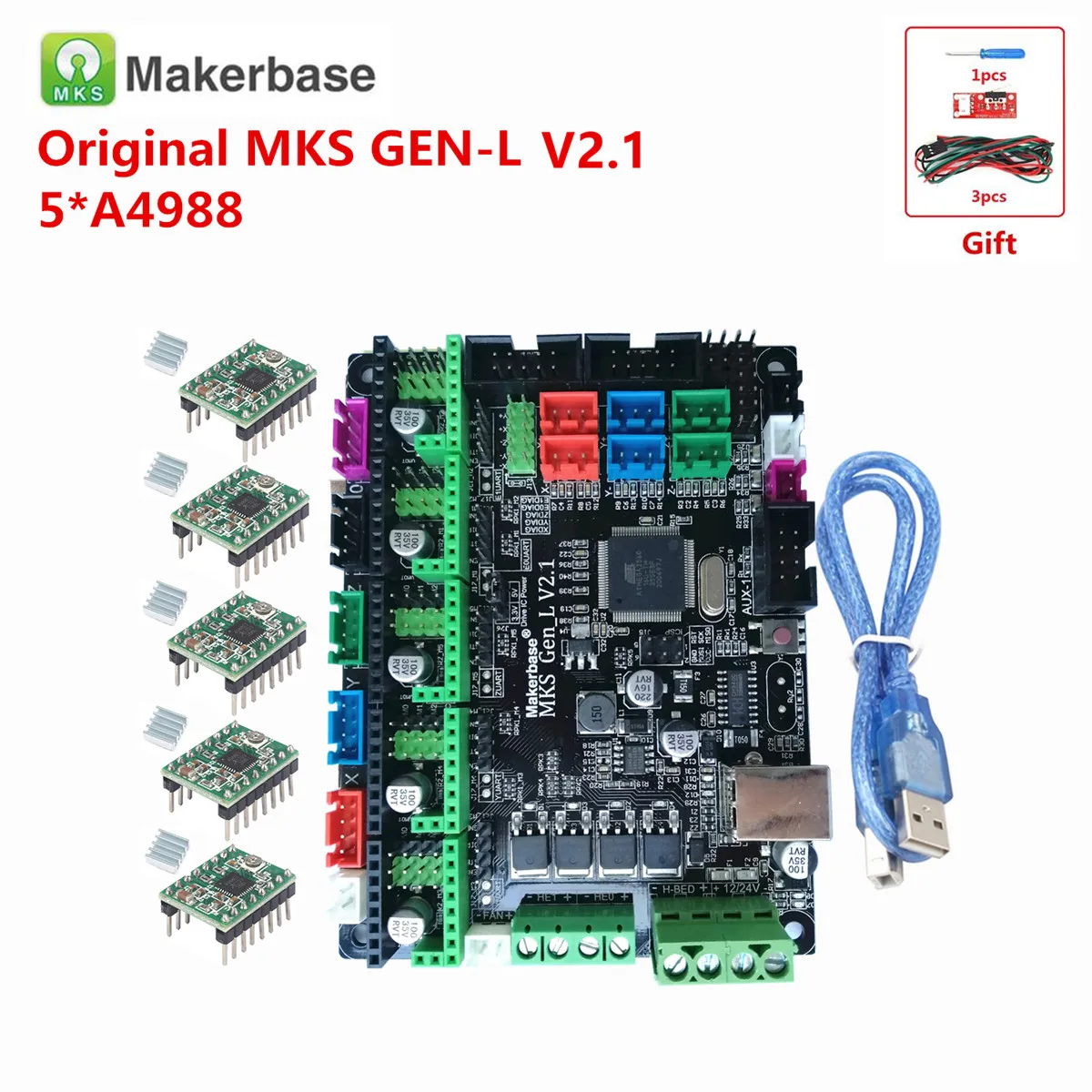 Makerbase оригинальная запасная плата для 3D принтера MKS GEN L V2.1 фотоподдержка a4988 DRV8825
