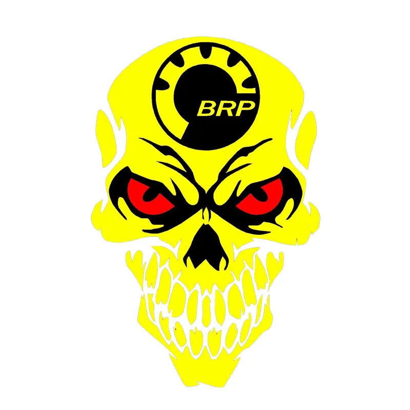 

Creativity Yellow BRP Skull Reflective Car Stickers and Decal Bumper Window Cover Scratches for Audi A4 Decoration KK 15*10cm