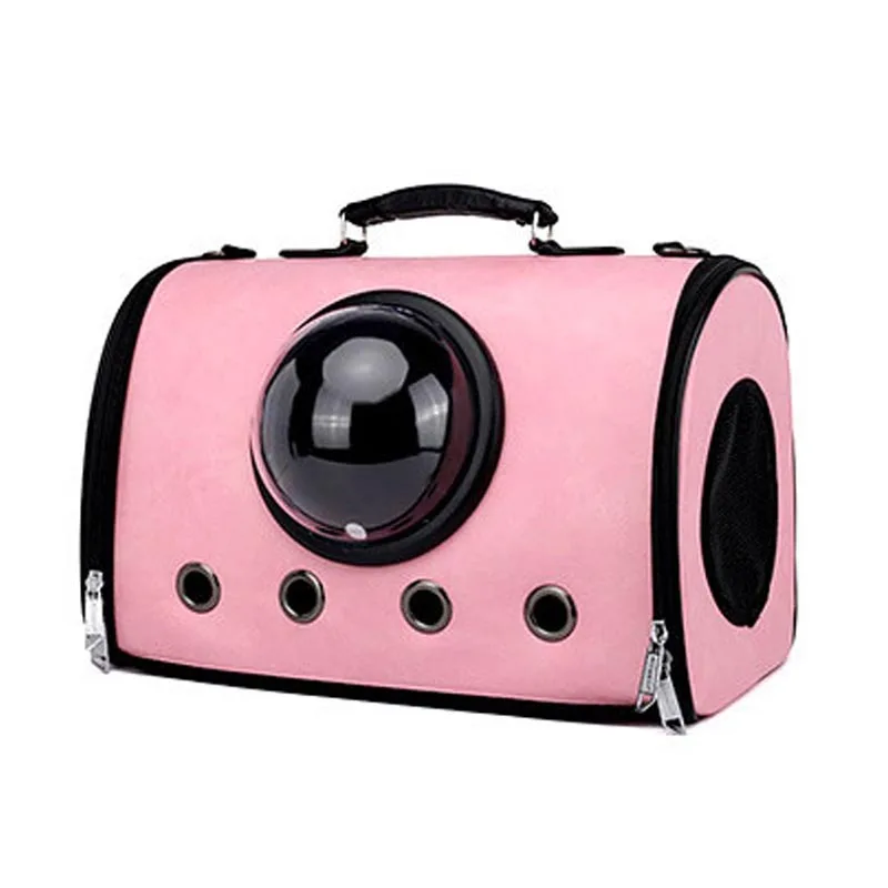 pink Сумка на плечо для собак, полиуретановый дышащий рюкзак для кошек, космическая капсула, переноска для домашних животных, дорожная сумка для щенков, кошек, сетчатая переноска для собак, товары для домашних животных - Цвет: pink