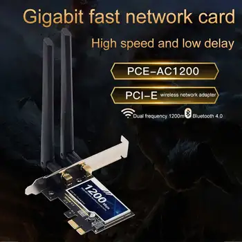 

High Performance 2.4GHz 5GHz Dual Band WIFI Network Card Bluetooth 4.0 Data Transmission PCI E 1200Mbps Rustproof Long Range