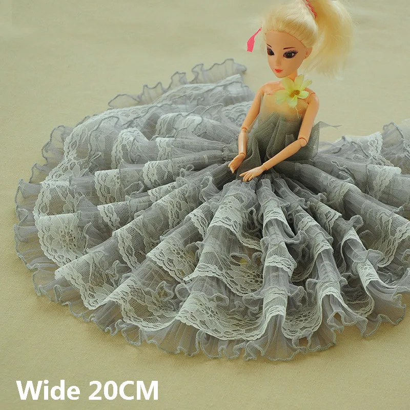 

20CM Wide Luxury Multi Layers Elastic 3D Pleated Chiffon Lace Ruffle Trim Ribbon Women Girls Fluffy Dress Sewing Fringe Supplies