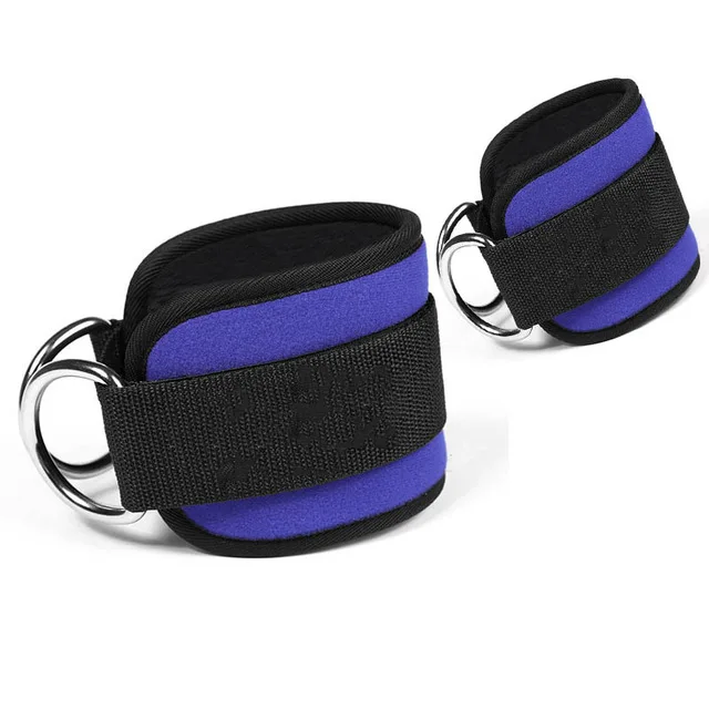 2 шт спортивные лодыжки ремни мягкие d-кольца лодыжки манжеты для спортзала тренировки кабельные машины ноги упражнения - Цвет: Синий
