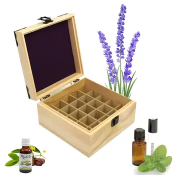 

25 Slot Essential Oil Bottle Wooden Storage Box Case Wood Aromatherapy Organizer
