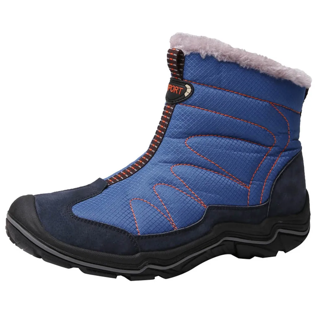 SAGACE/модные зимние ботинки; мужские зимние водонепроницаемые теплые ботинки из хлопка с нескользящей подошвой; походная обувь; уличные зимние ботинки; Мужская обувь; Новинка - Цвет: BU