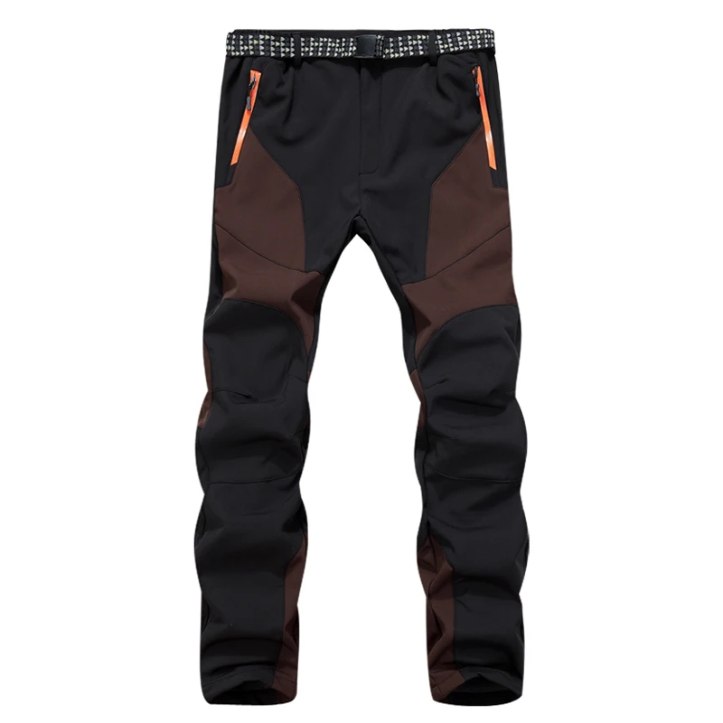 TRVLWEGO зимние уличные ветрозащитные походные мужские брюки зимние мужские походные брюки треккинговые водонепроницаемые дышащие флисовые сохраняющие тепло - Цвет: Коричневый