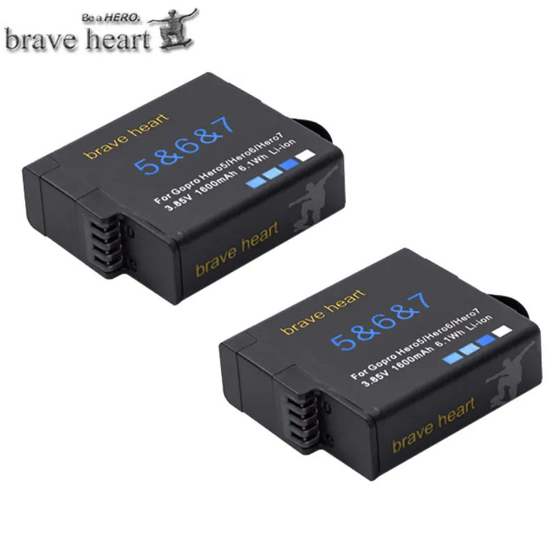 2battery Bateria Go pro hero 5 hero 6 hero 7 Аккумулятор Akku+ TYPE-C зарядное устройство для GoPro hero 5 GoPro hero 6 7 черный Аккумулятор для камеры - Цвет: 2battery