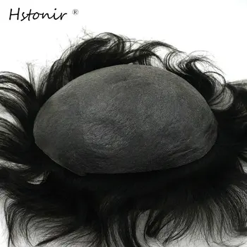 

Hstonir Mens Toupee Indian Remy Hair 8"x10" Thinnest Skin Base Hair Piece Wig Natural Hairline Invisible Knots H078
