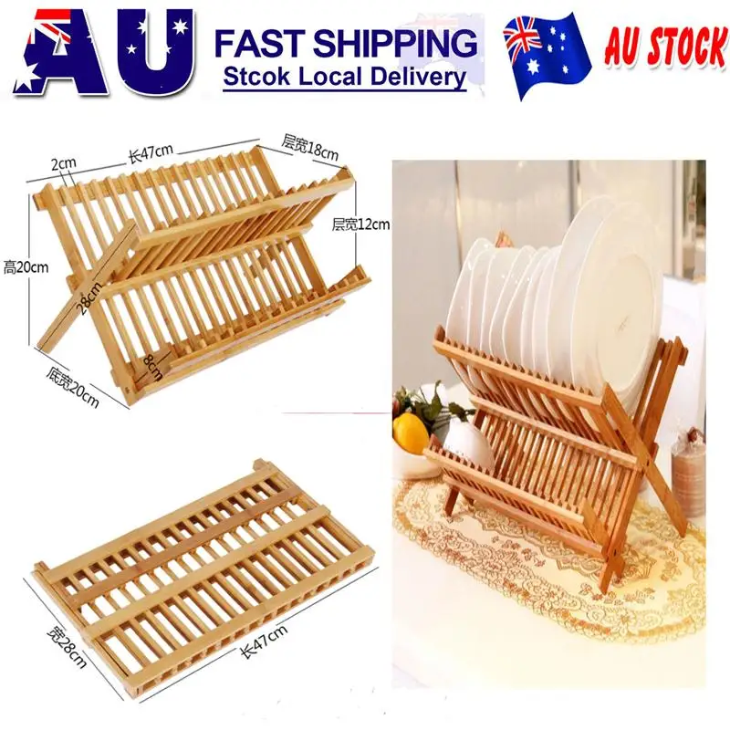 2 Tier Folding Drying Dish Rack Drainer Tray Stand Kitchen Organizer Au Stock Kitchen Storage Organization Kitchen Dining Bar bubbles car spa