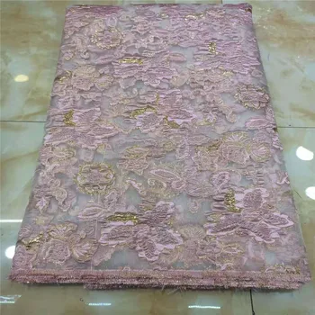 

Wholesale African Lace Fabric 2020 pink High Quality Jacquard Lace French Lace Fabric Sequin Lace Fabric Beautiful Orange Color