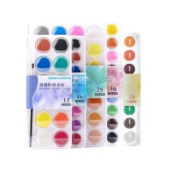 

12/16/28/36/48/53 Colors Set Solid Watercolor Paint Pigment Set Transparent Box Watercolor Painting Supplies With Paint Brush
