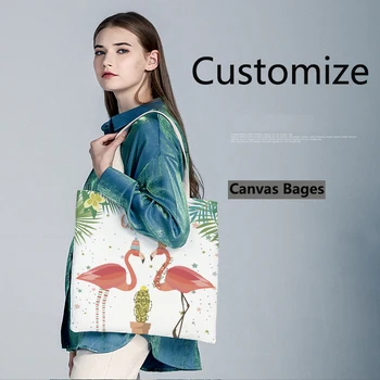 

Custom Tote Bag Originele Ontwerp Witte Rits Unisex Mode Reizen Canvas Tassen young girl bag shoulder bag girl