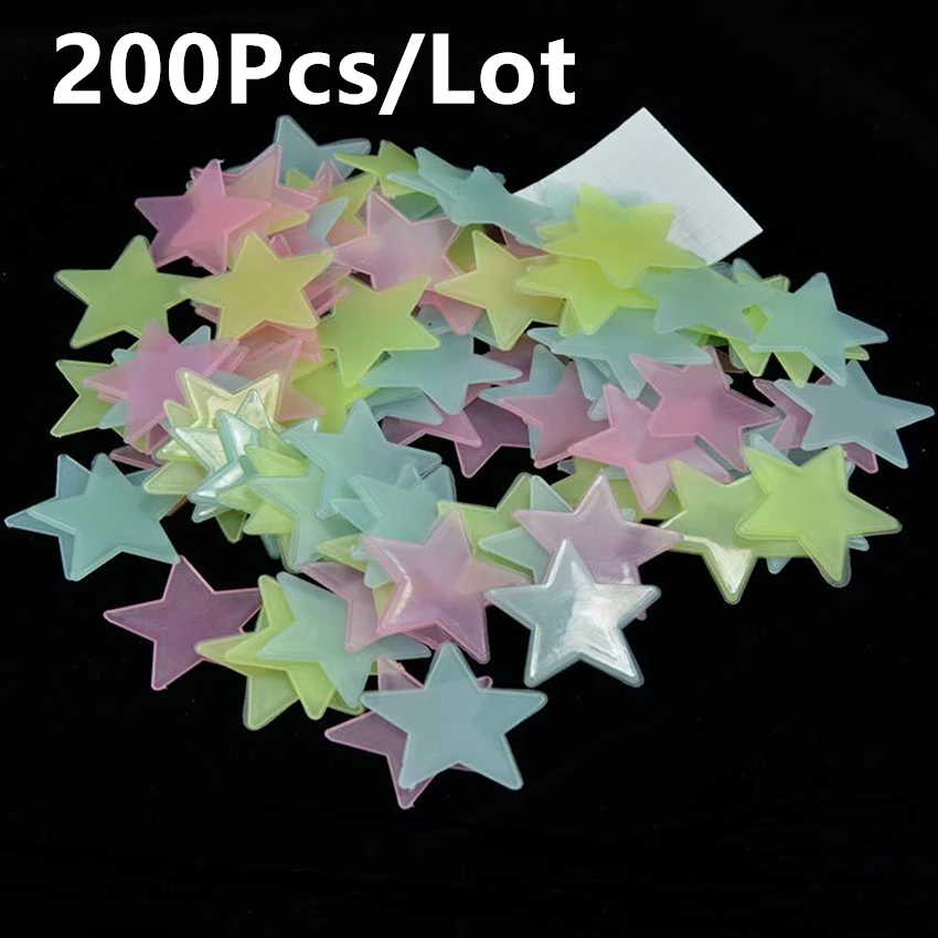 200 шт/пакет светящаяся игрушка, украшение для дома, светящиеся пластиковые наклейки со звездами, детская ручная игрушка, светится в темноте, детские игрушки своими руками - Цвет: Многоцветный