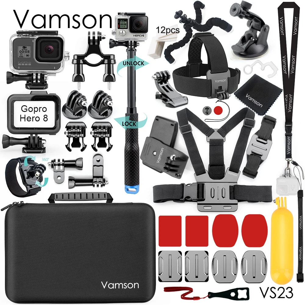 VS23A Vamson для GoPro аксессуары для экшн-камеры водонепроницаемый корпус чехол для GoPro Hero 8 черное крепление монопод штатив аксессуары VS23 - Цвет: VS23A