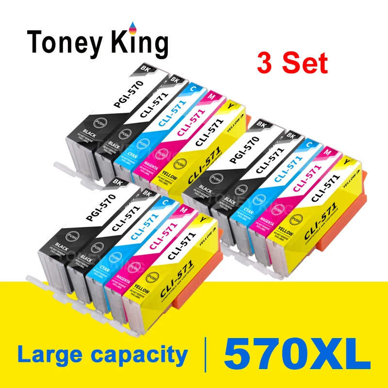 3 комплекта совместимый картридж для Canon 570 PIXMA MG5750 MG5751 MG5752 MG5753 MG6850 MG6851 MG6852 |