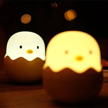 

Battery Powered ABS Silicone Desk Light Eggshell Chicken Shaped Atmosphere Lamps Bed Bedside Decorative Touch Night Lamps