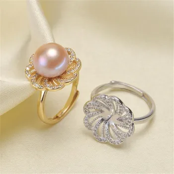

Pearl fittings factory diy jewelry making Adjustable Blank Ring Base Settings Gold Filling Classic Ring Findings for Women charm
