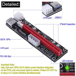 Riser – carte d'extension SATA pour minage, ordinateur domestique, puissance PCI Express 1x à 16X, 4 broches 6 broches 