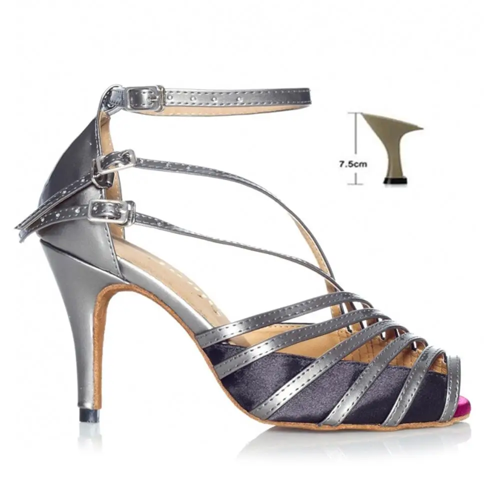 Туфли для латинских танцев женские свадебные туфли женские бальное Танго Сальса Танец танцевальная обувь Профессиональный высокий каблук горячая распродажа - Цвет: Gray    7.5cm