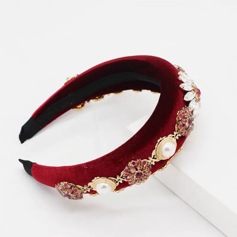 Womens Royal Baroque Style Luxury Jewelry Headband Rhinestone Flower Hair Hoop 517D