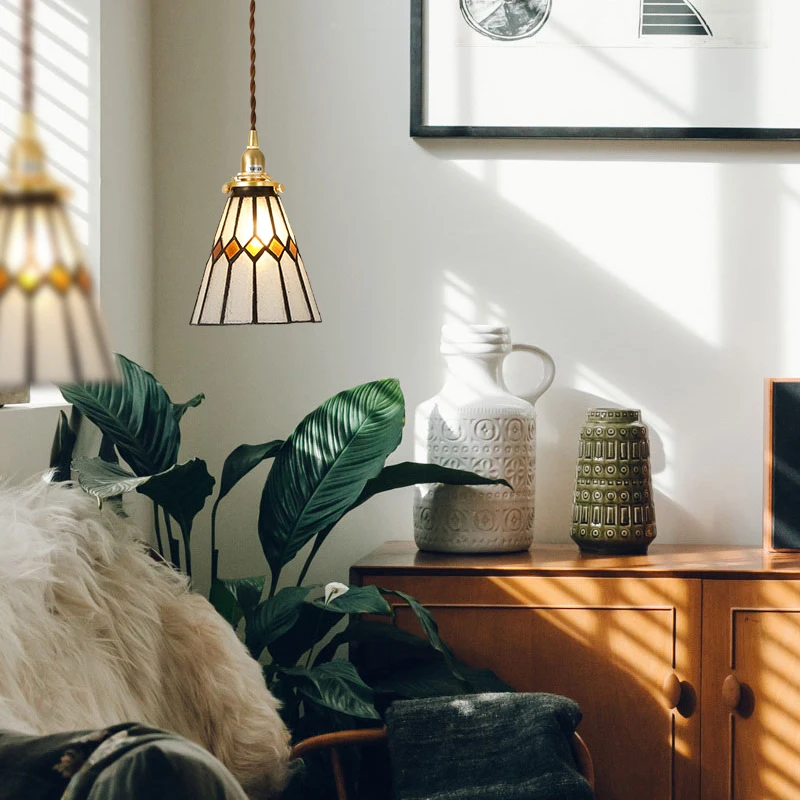 American Vintage Loft Pendant Lights Modern Art Colour Glass Pendant Lamp Vanity Lamp Kitchen Dining Rope Hanging Lamp Luminaria