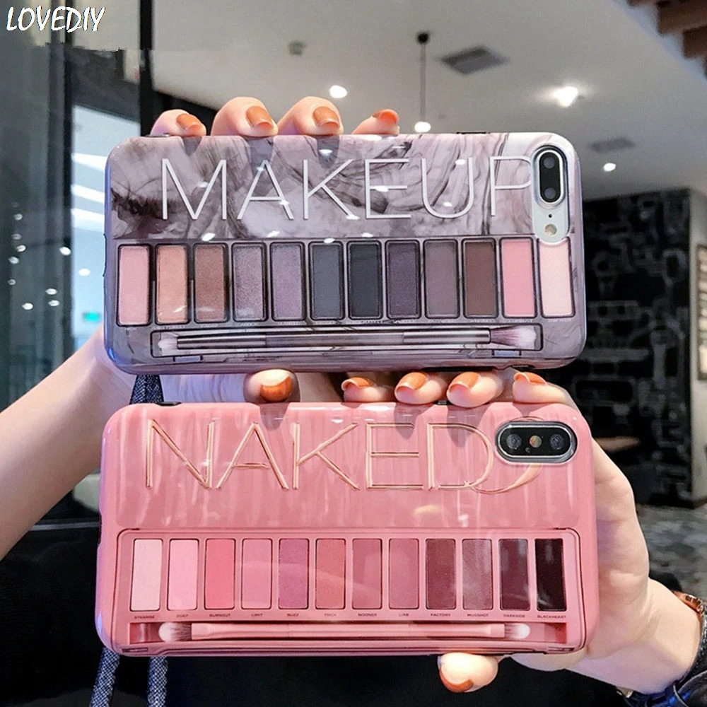 

Makeup Eyeshadow Palette Girl Phone Case Soft Silicone 11 Pro X XR XS Max For iPhone 7 8 plus 6 6s Fashion NAKED glossy Cover