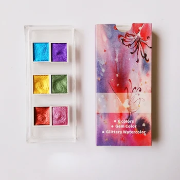 

Art Supplies Glitter 6 Colors Portable Artist Adults Kids Watercolor Paint Solid Pigment Drawing Student Professional School