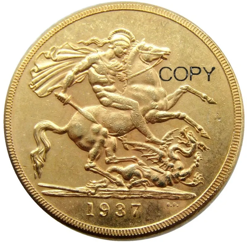 RARE 1937 GREAT BRITAIN KING VI PROOF GOLD 2 pounds Gold Plated Copy COINNoncurrency