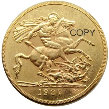 

RARE 1937 GREAT BRITAIN KING GEORGE VI PROOF GOLD 2 pounds Gold Plated Copy COIN