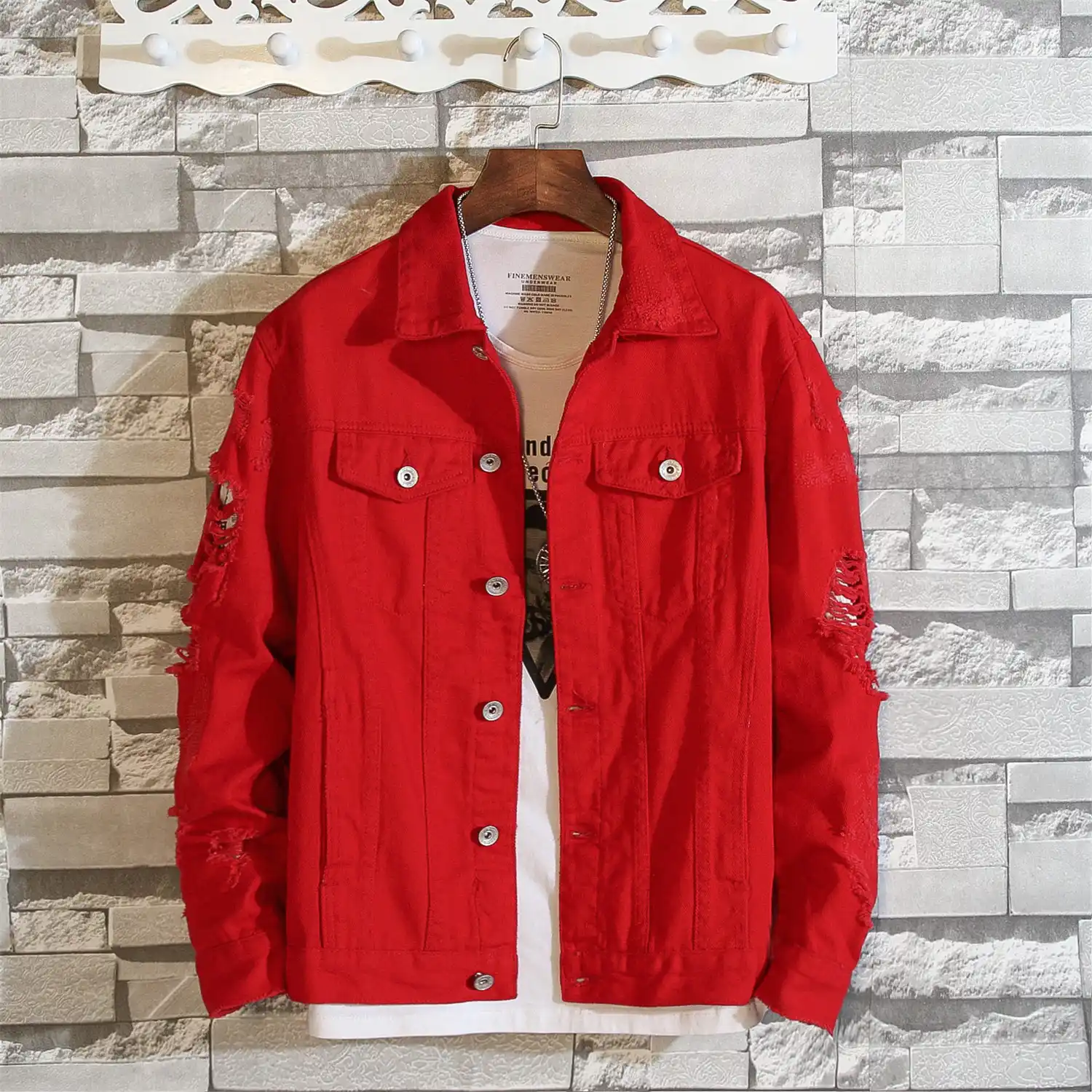 plus size red denim jacket