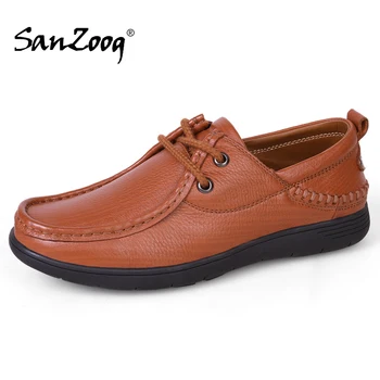 

Genuine Leather Lace Up Mens Shoes Man Spring Autumn Casual Chaussure Homme Cuir Zapatos Hombre Cuero Genuino Lether Brown Black