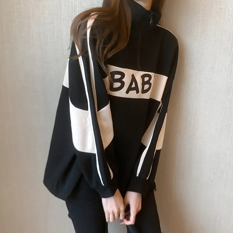 

Simple All-match Korean Style Chic Autumn Hoodies Women Letter Printed Leisure Pullovers Womens High Quality BF Daily Sweatshirt