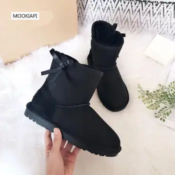 

2019 Europe's highest quality women's snow boots, real sheepskin, natural wool, the latest lace up shoes, free delivery