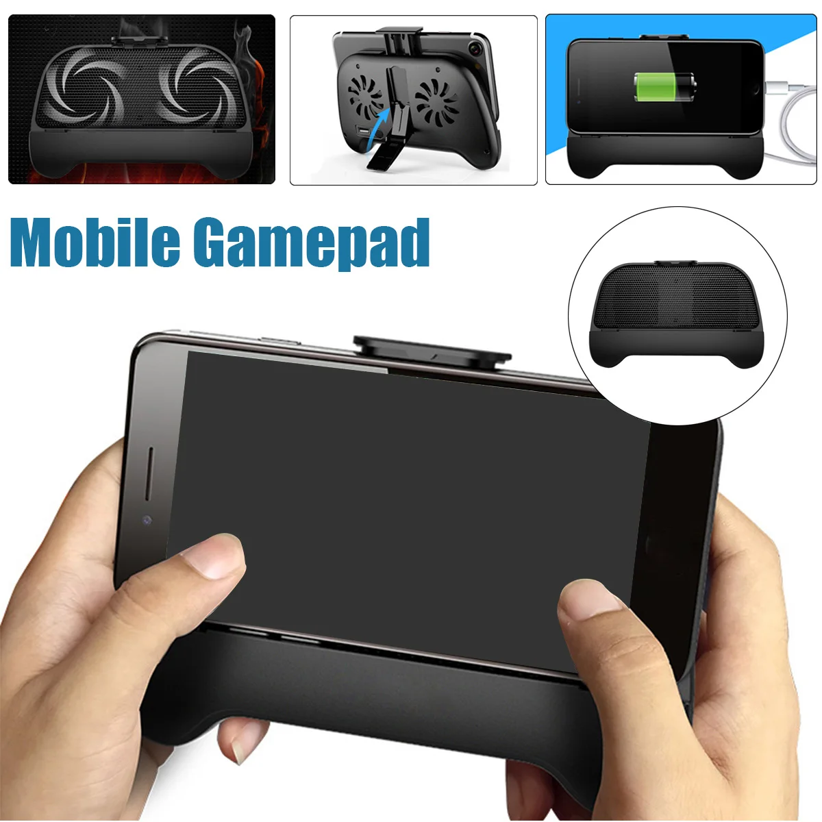  4 in 1 Phone Gamepad Game Handle Joystick Smartphone Holder 2 Cooling Fan 2000 mAh Bank For PUBG