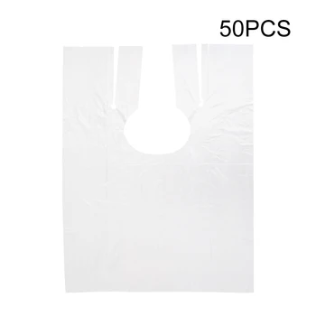 

50pcs Cutting Perm Transparent Waterproof Apron One Size Dye Hair PE Disposable Hairdressing Capes Shawl Multipurpose Home Salon