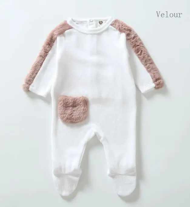 dusty pink От Carter's, детский костюмчик, комбинезоны, детская одежда с длинными рукавами велюр с мехом для малышей, новорожденных, детей Одежда для мальчиков Одежда для девочек комбинезон для детей - Цвет: dusty pink
