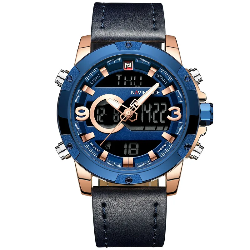 RGBEBE NAVIFORCE для мужчин s спортивные часы для мужчин Топ люксовый бренд кварцевые цифровые часы Мужские Водонепроницаемые кожаные армейские наручные часы Relogio Masculino - Цвет: RGBEBE