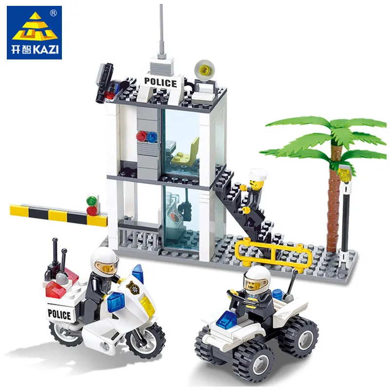 Police Station 193pcs Kazi 6728 Police Posts Building Block Figures Bricks Boys Learning Education Toys