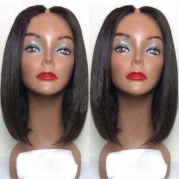 

Short Bob Wig Silky Straight U Part Wigs Middle Upart Glueless Human Hair Natural Brazilian Human Hair U Shaped Wig For Women