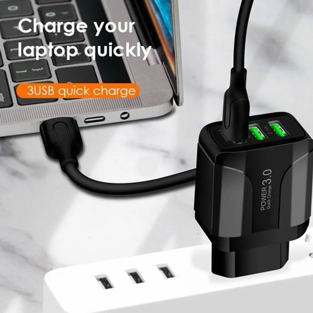 

USB multi-purpose plug 3-way multi-connection charger charger USB 3A portable U7U6
