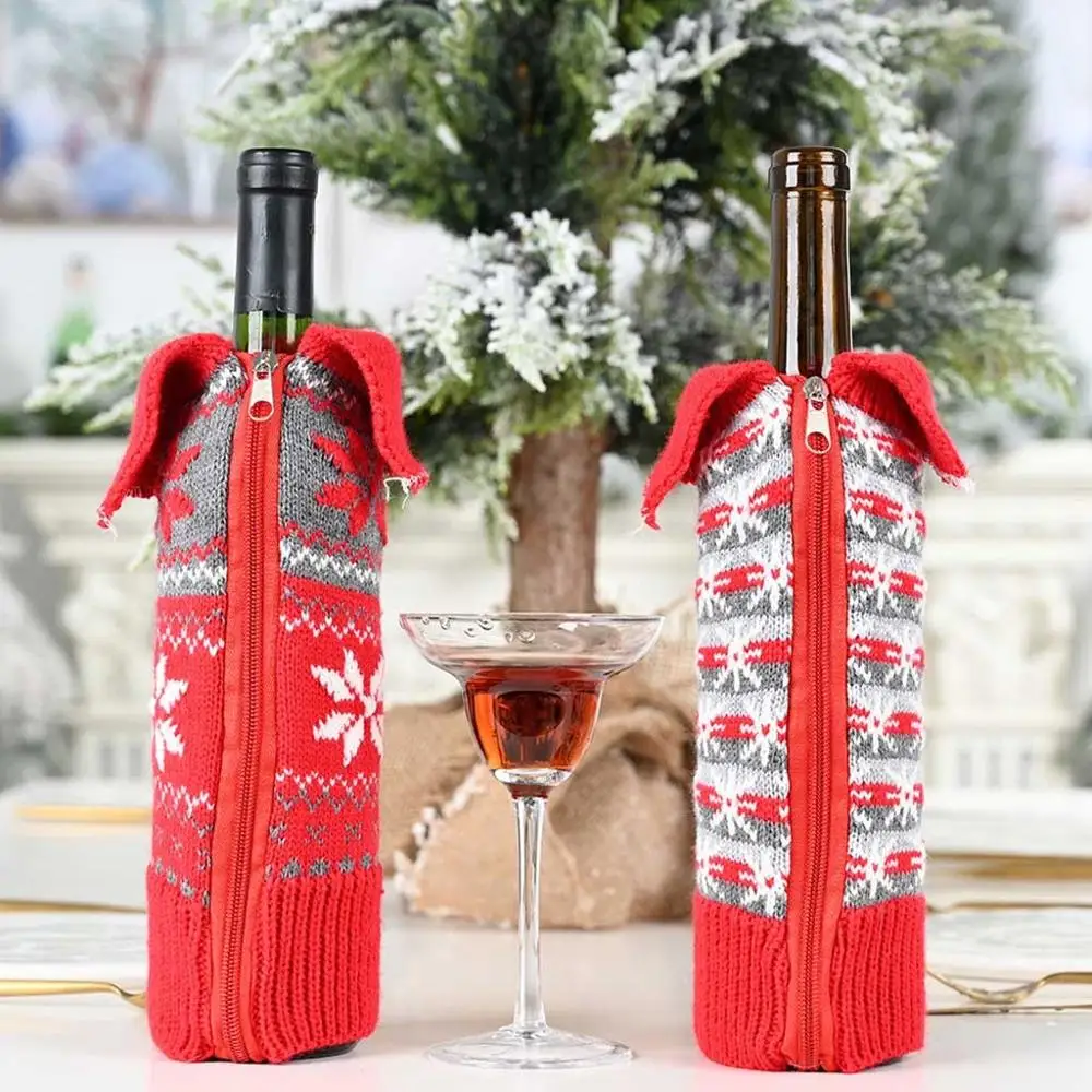 Merry wino Рождественская крышка для бутылки рождественские праздничные вечерние украшения для стола рождественские украшения для подарков для дома# FO11