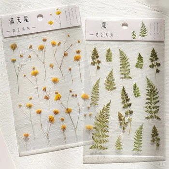 

Flower Sticker PET Waterproof Daisy Clover Iris Leaf Floral Note Stickers Decoration Adhesive Journal Notebook post Gift F498